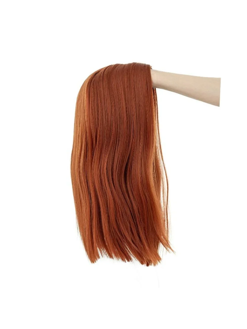 Women's 14 Inch Dark Copper Red Wig Short Straight Middle Part Synthetic Heat